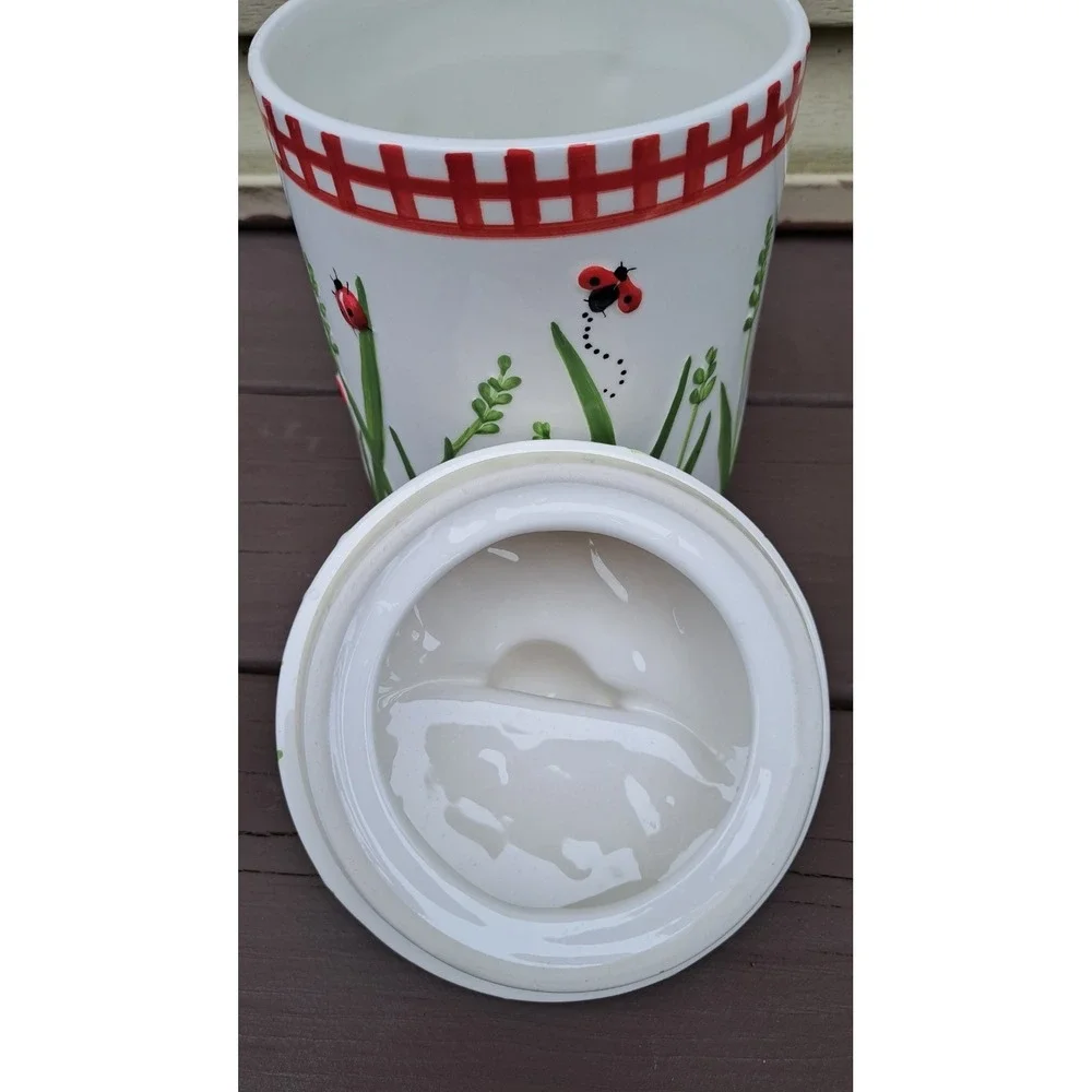 Hausenware Design By Libby Wilkle Ladybug Design Porcelain Canister Cookies Jar